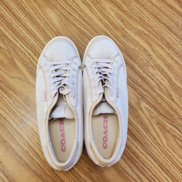 Coach Citysole Shearling Sneakers Size 8.5 White Cream - Picture 2 of 10
